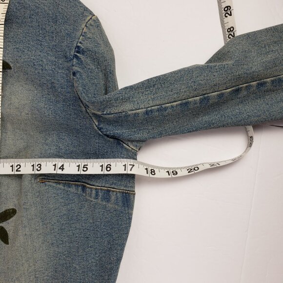 INC Concepts Petite P Denim Jacket Embroidered Flowers Womens Frog Closure Coat - Picture 12 of 16